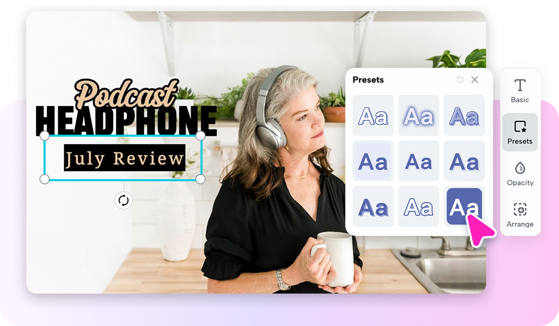 Custom text fonts, styles and templates