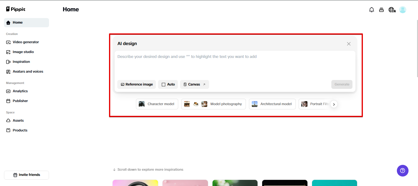 AI design tool in Pippit