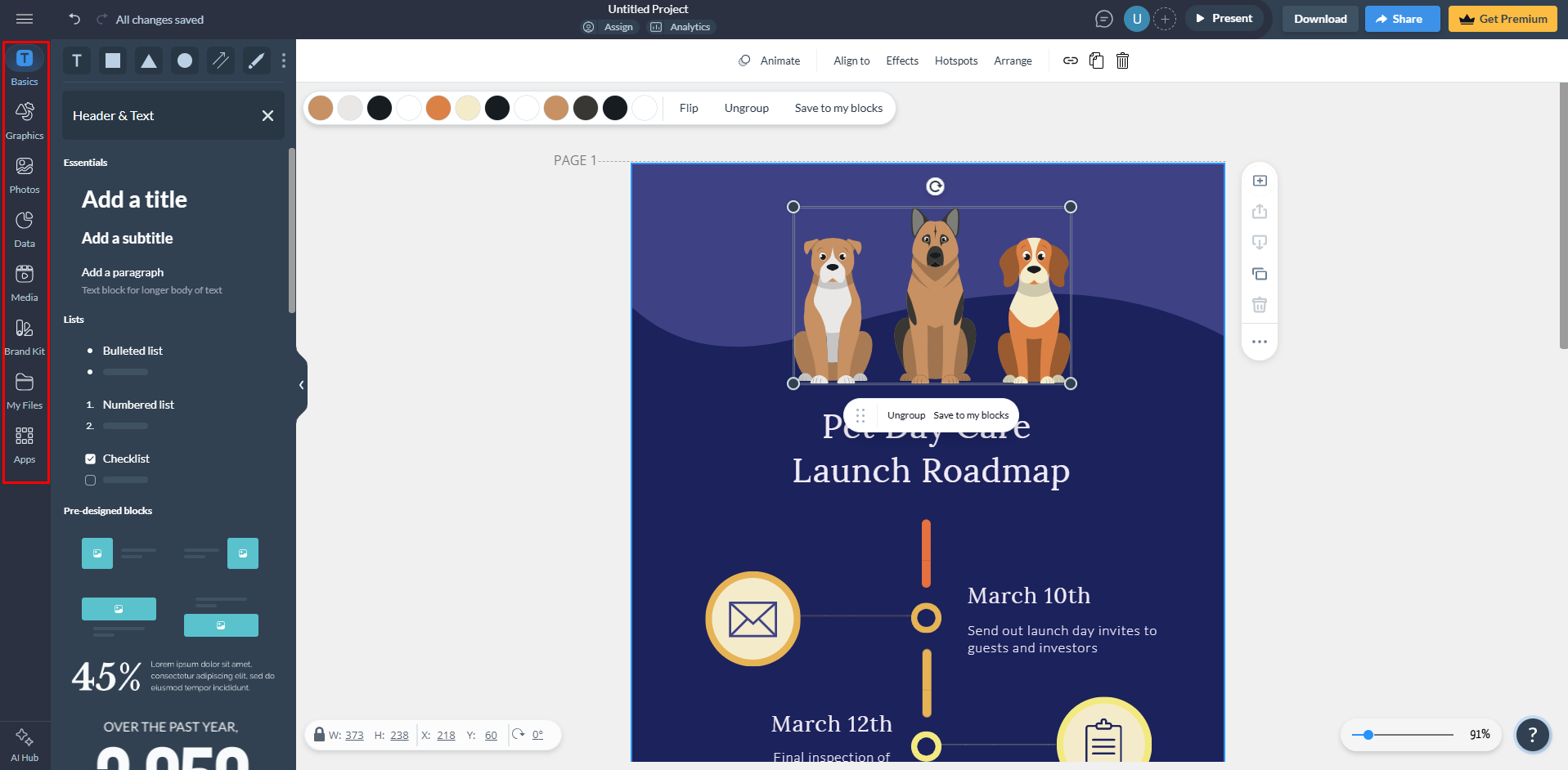 Customizing the design in Visme templates