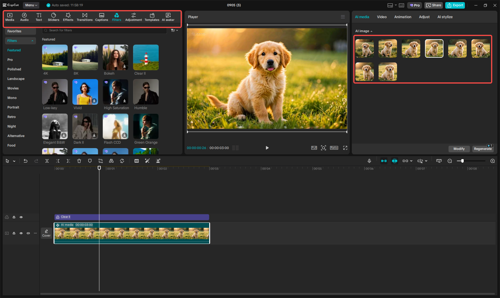 Editando a IA foto gerada no CapCut
