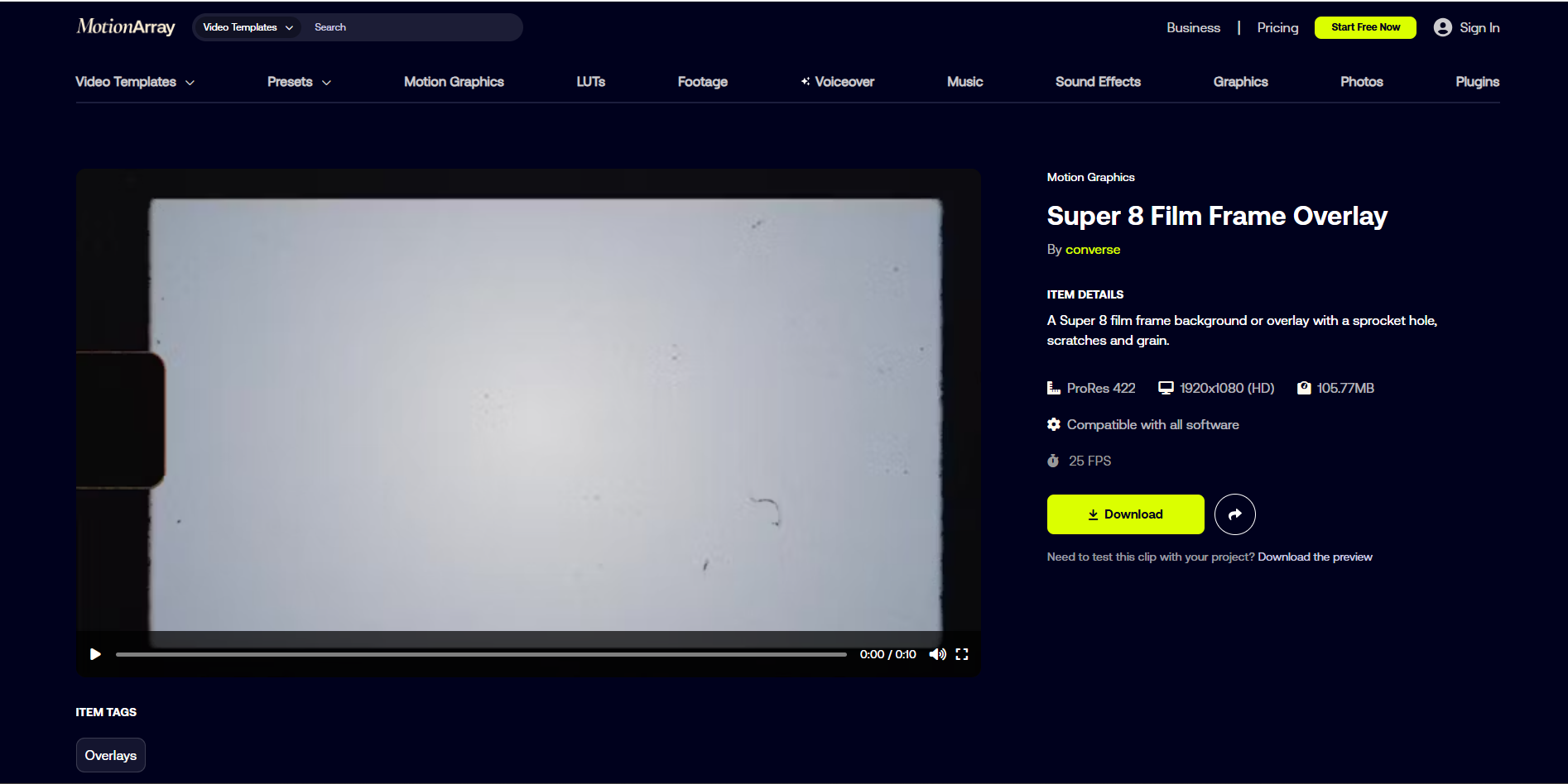 Motion Arrayのインターフェース-スーパー8 mmフィルムオーバーレイの最も人気のあるサイト