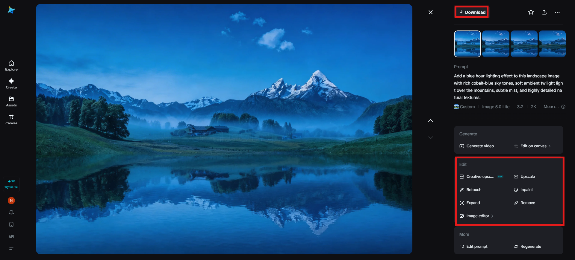 Edit dan muat turun imej