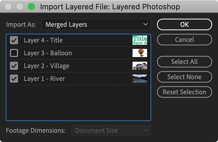 Importing Photoshop layers as image an image sequence in Premiere Pro