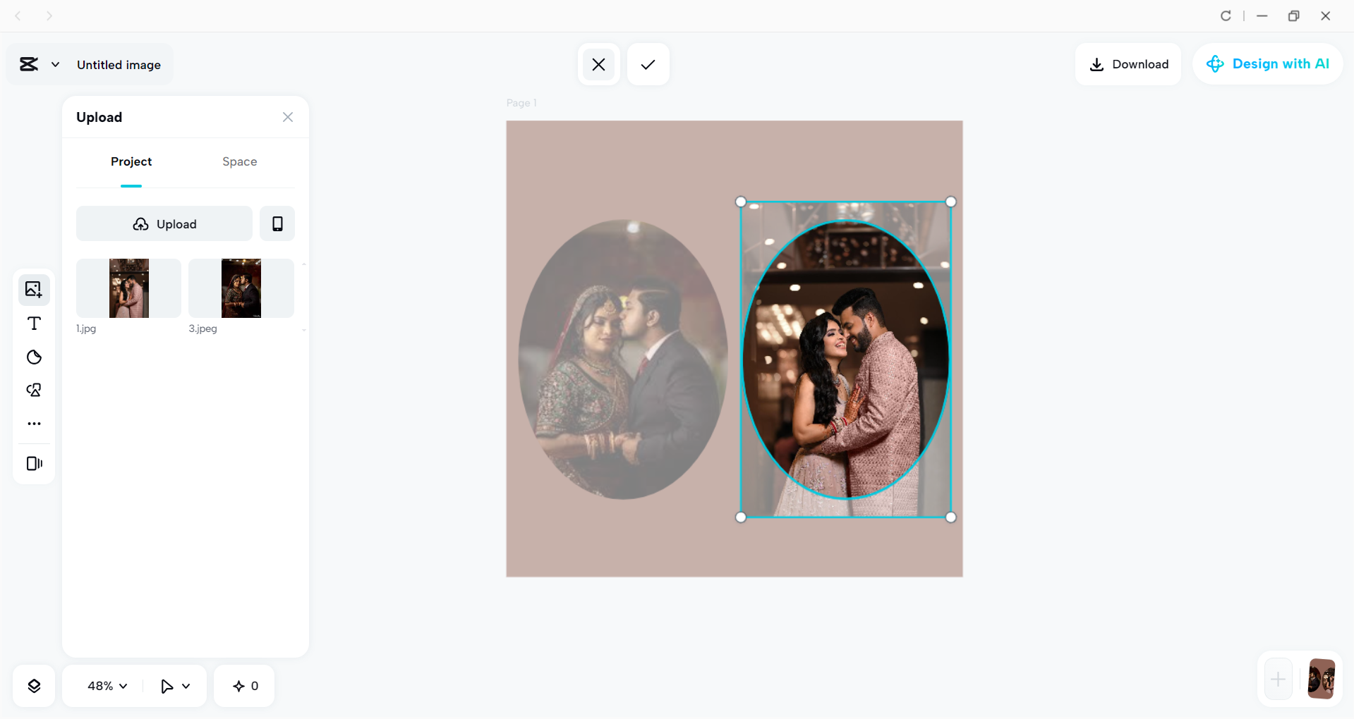 Interface of the CapCut desktop video editor - a tool to make photo collages