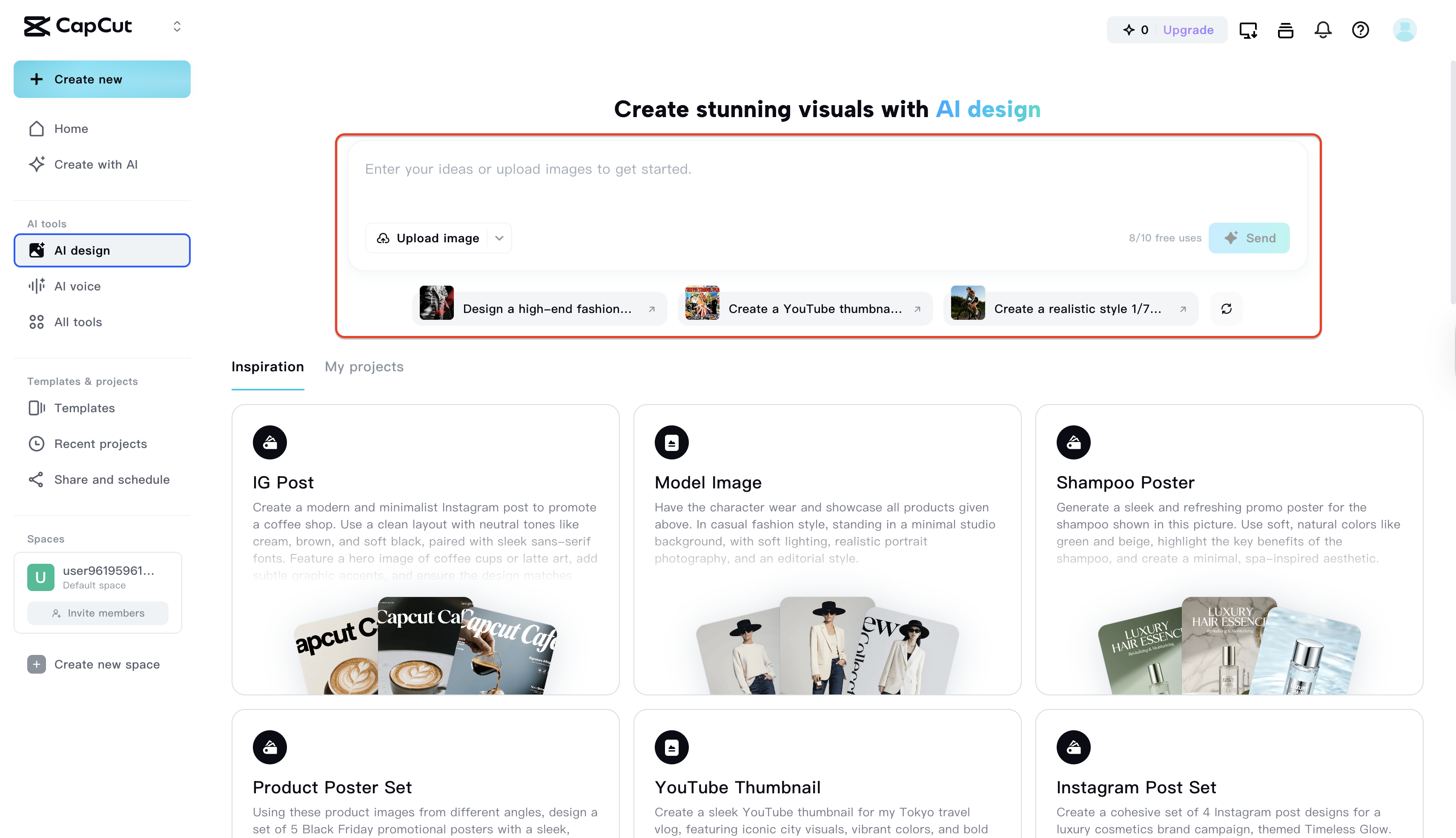 Go to the AI design feature