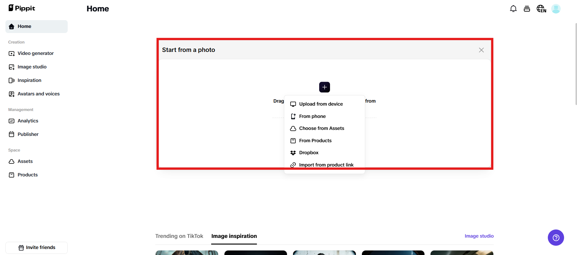 Upload images