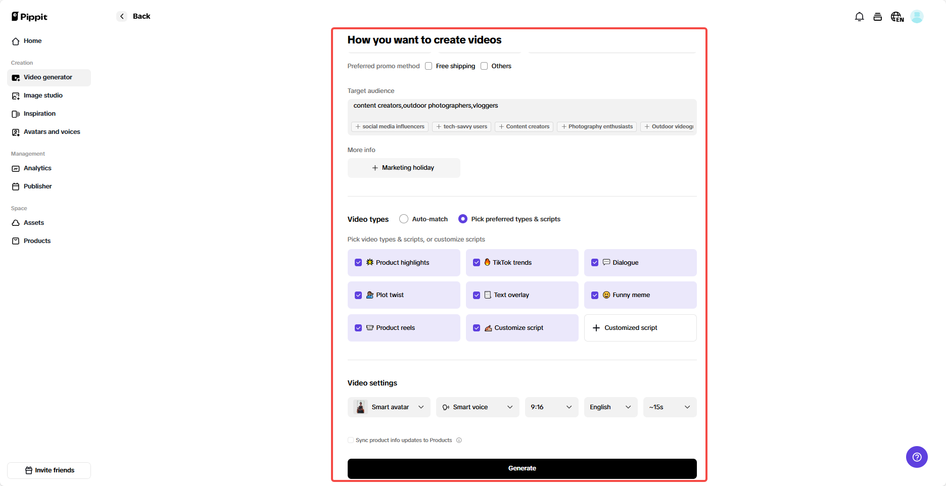 Customize video settings