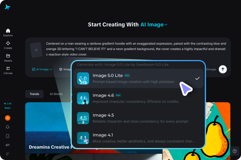  select the image model and generate a thumbnail