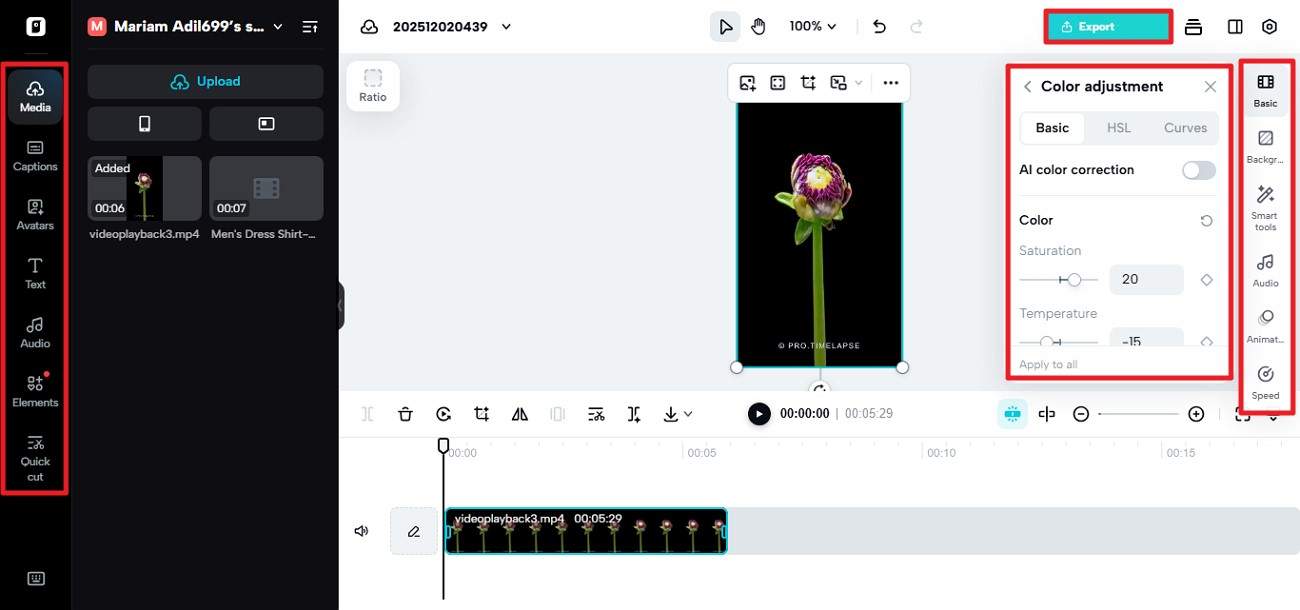 chỉnh sửa và xuất video