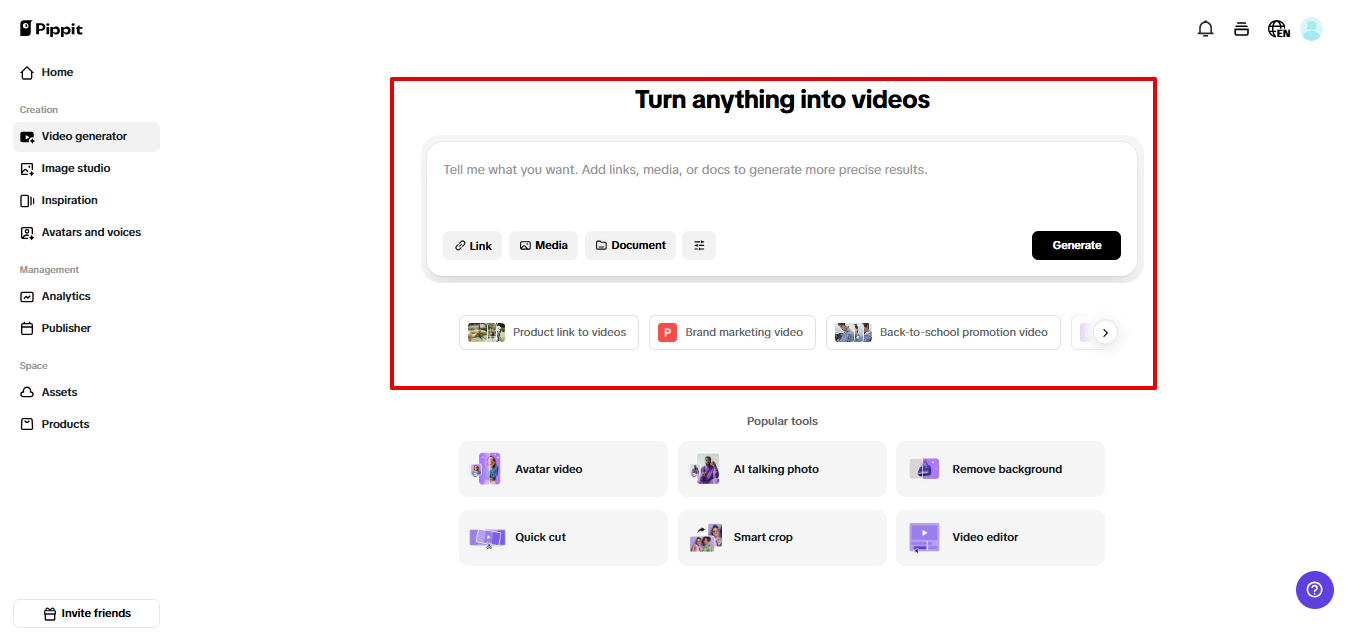 Pippit video generator