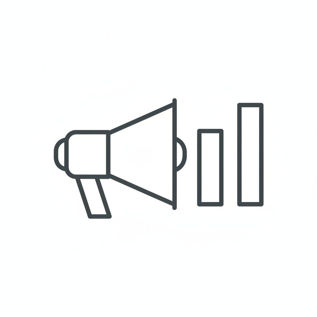Use case icon — megaphone with bar chart for marketing teams.