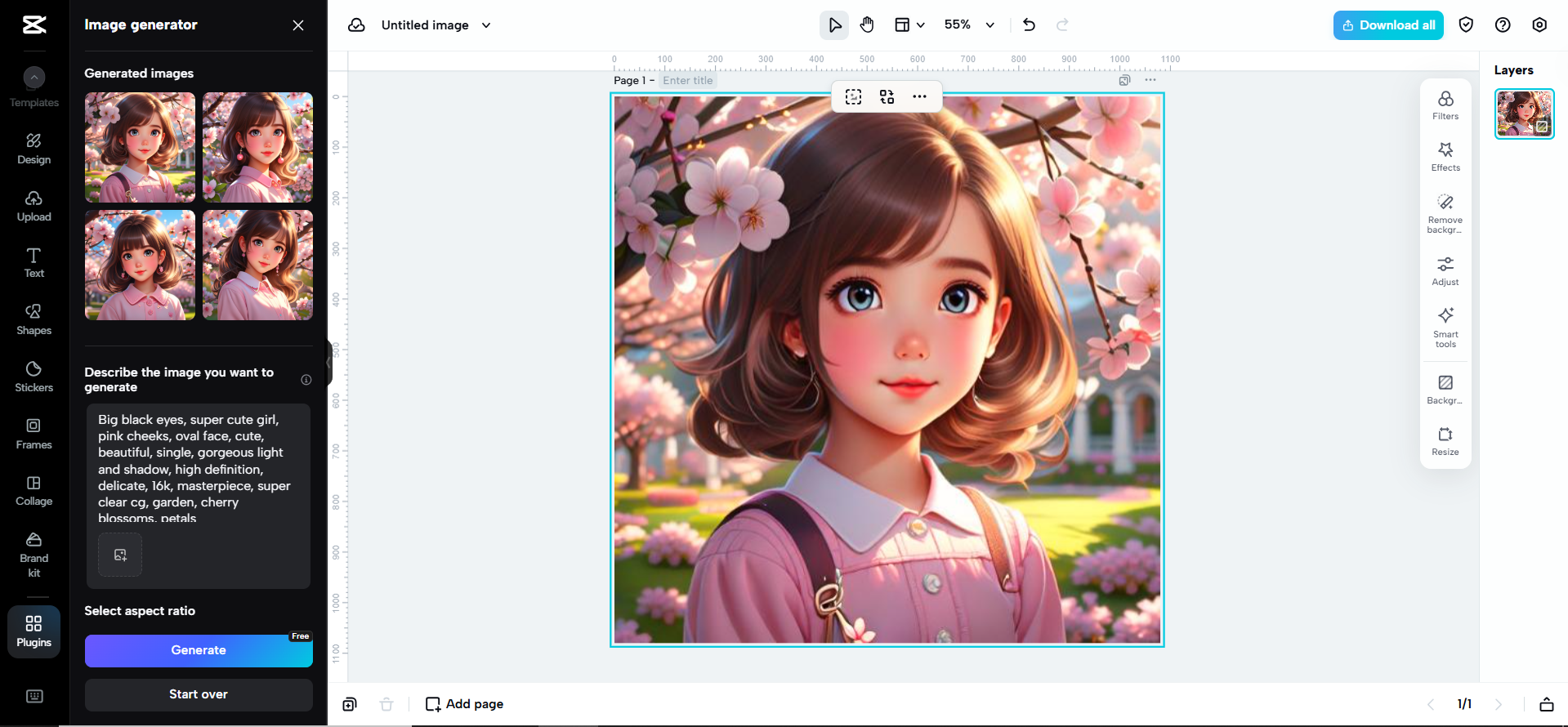 Personalización de la imagen generada por IA