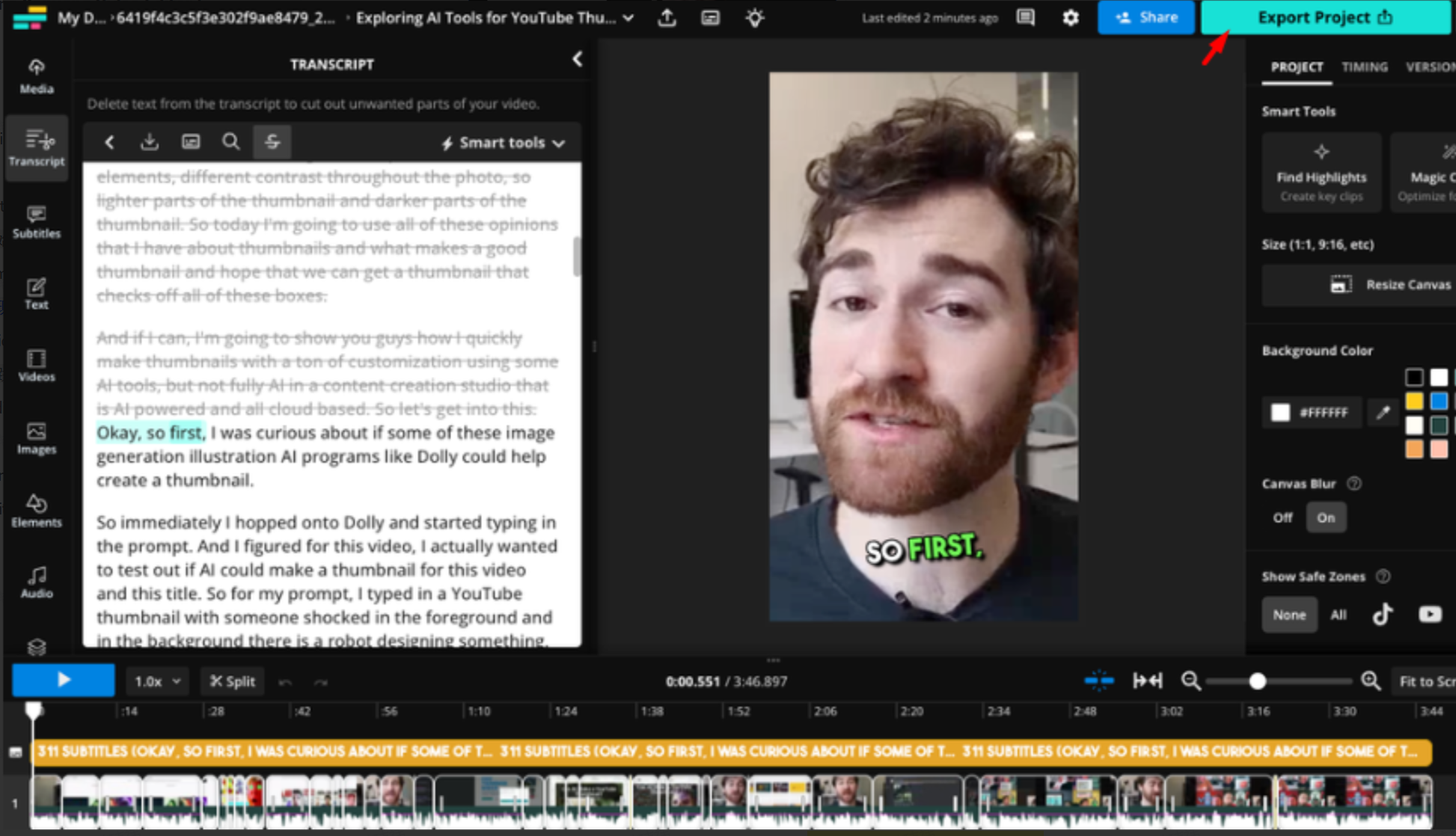 Dokončení médií v editoru videa Kapwing