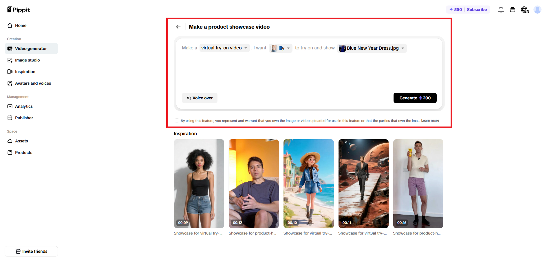 Insira seus dados para criar o vídeo de experimentação virtual