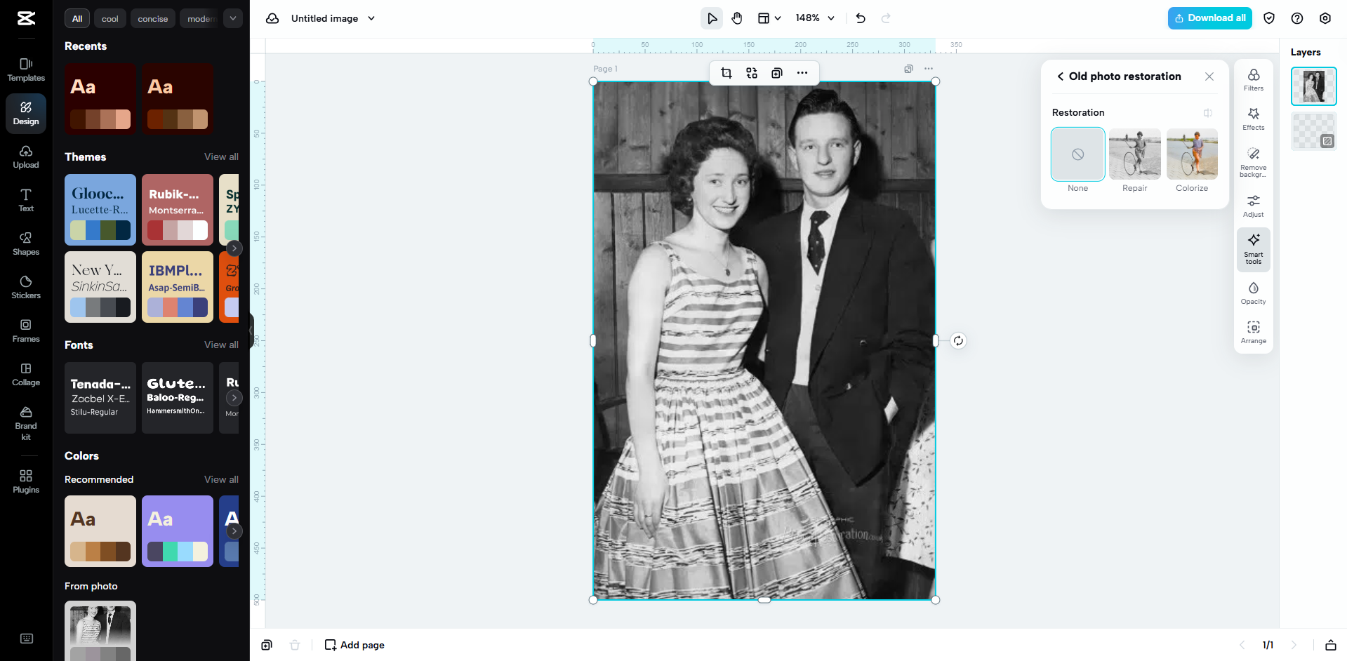 Interface of CapCut Web - an easier way to restore images with AI