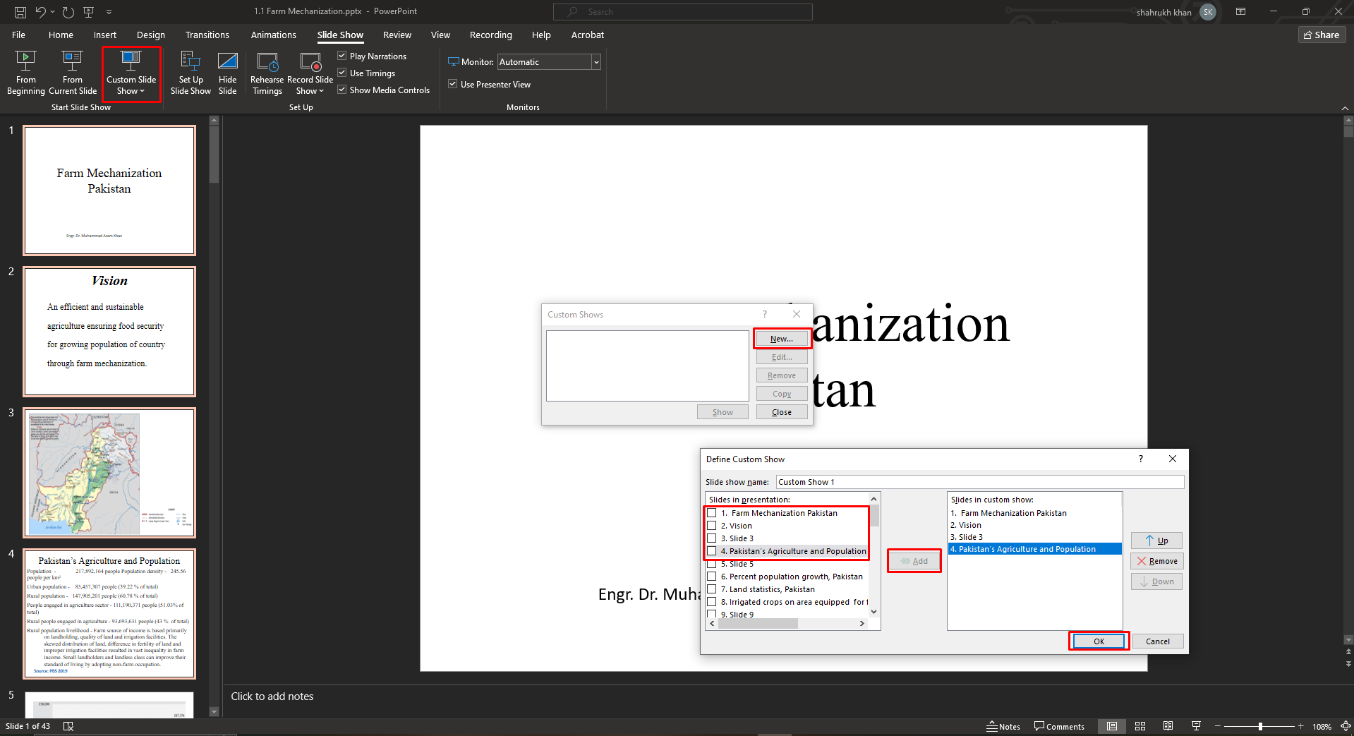 Utwórz niestandardowy pokaz slajdów (opcjonalnie)