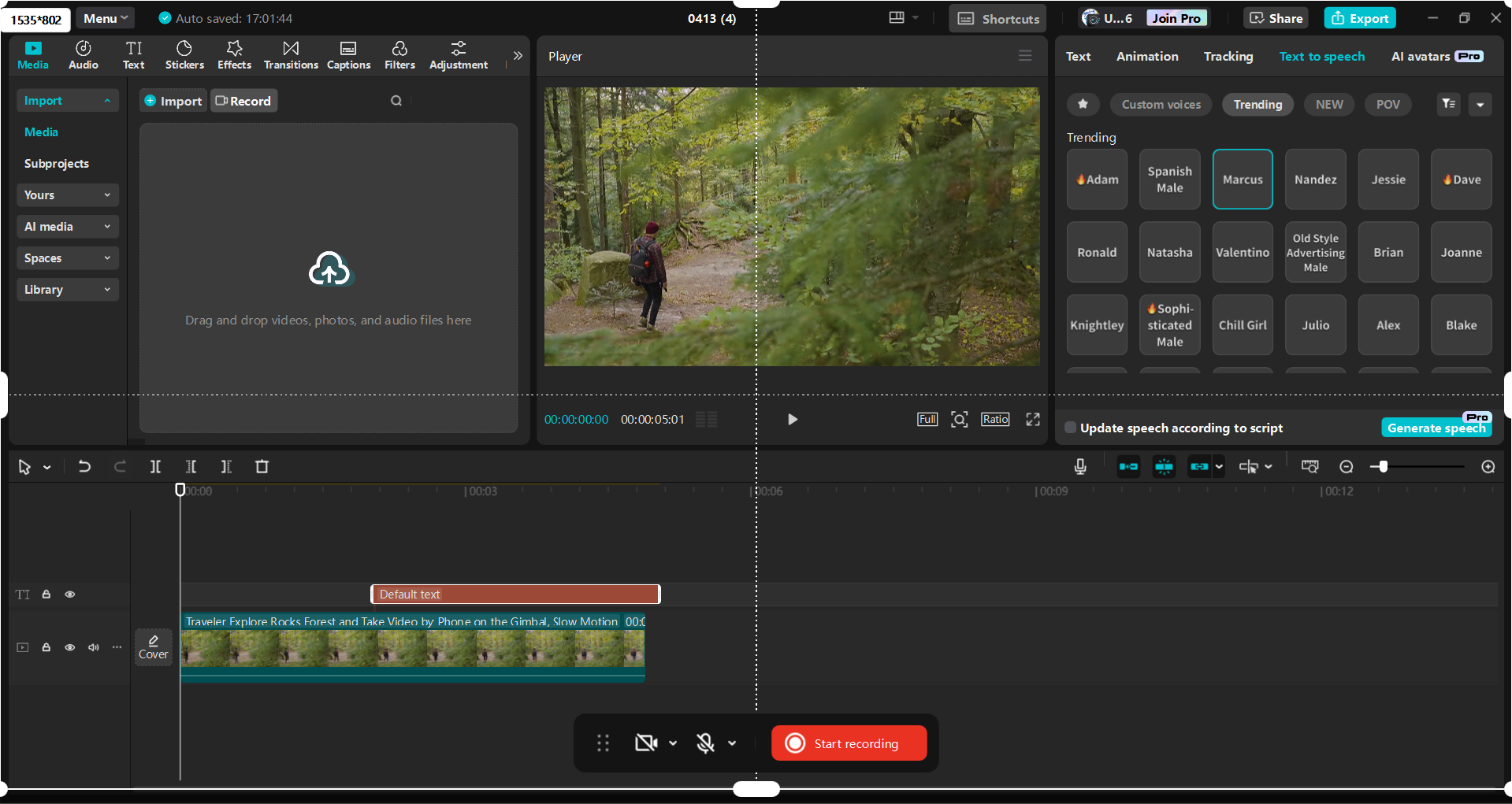 Interface of the CapCut desktop video editor - an alternative way to record screen and edit recordings