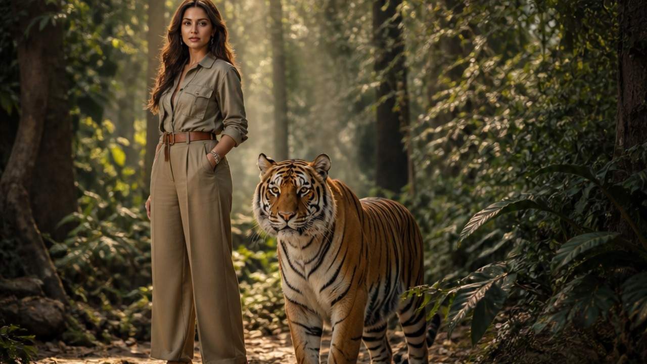 woman with tiger prompt result 1