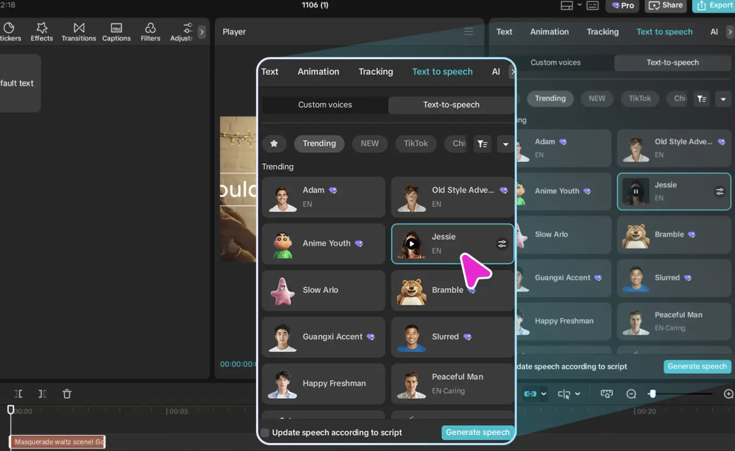 Convert text to speech in CapCut desktop video editor