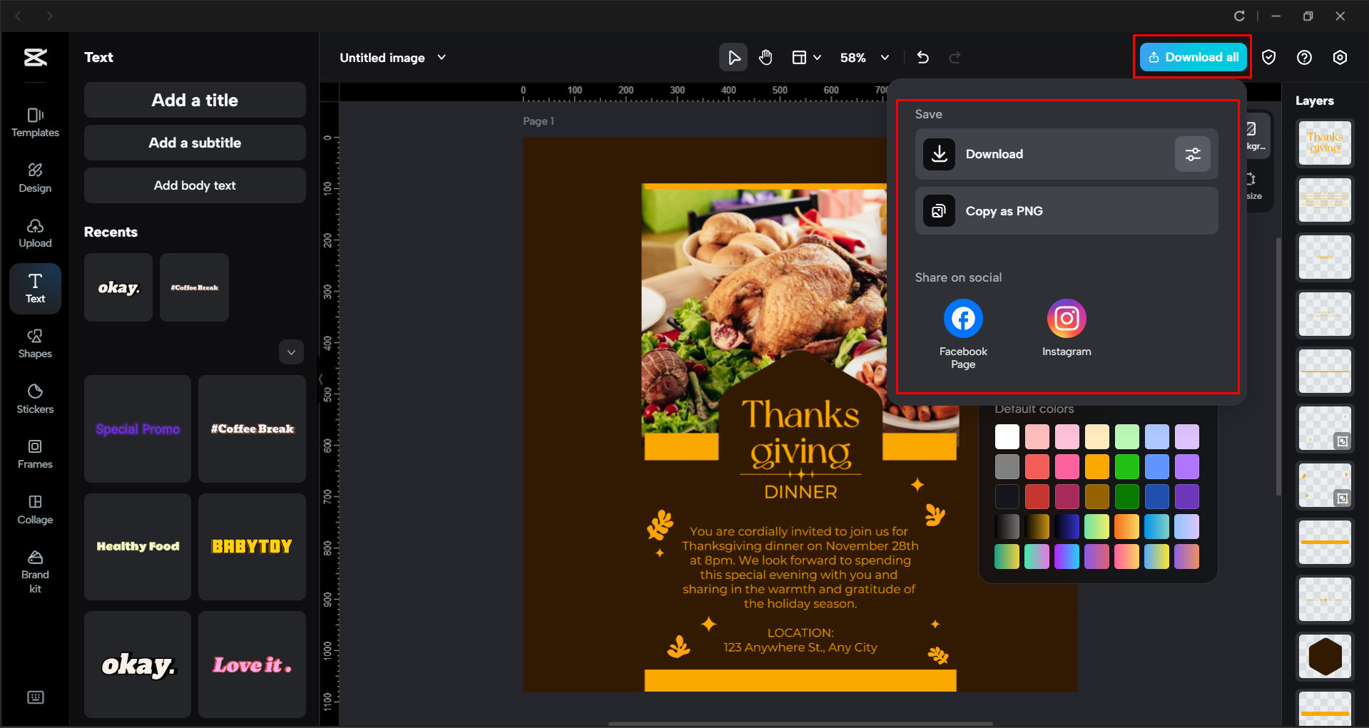 Exporting an Instagram post from the CapCut desktop video editor