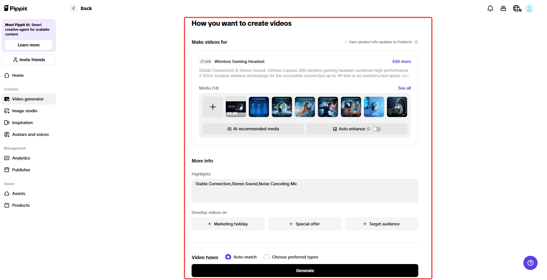 Generate your video
