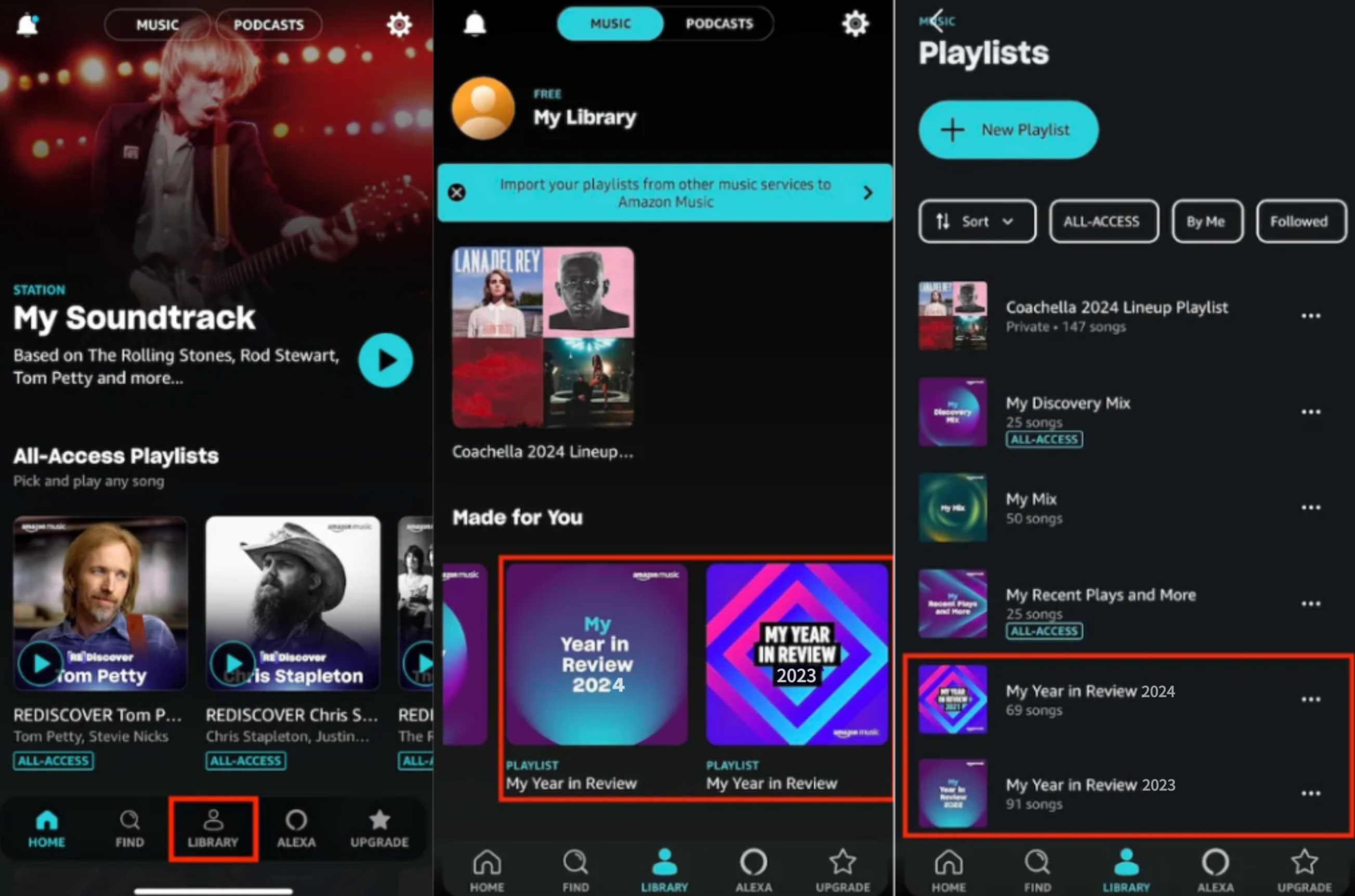 Zeigt, wie man Amazon Music Wrapped auf einem Mobiltelefon findet