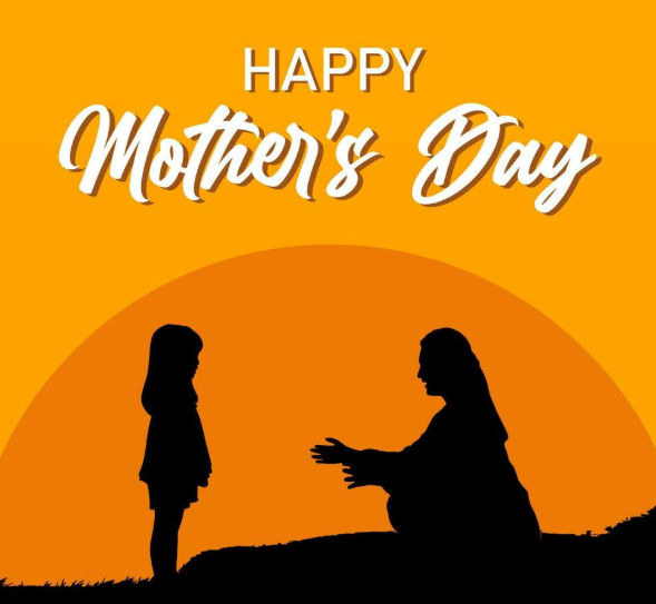 Mother and child silhouette poster