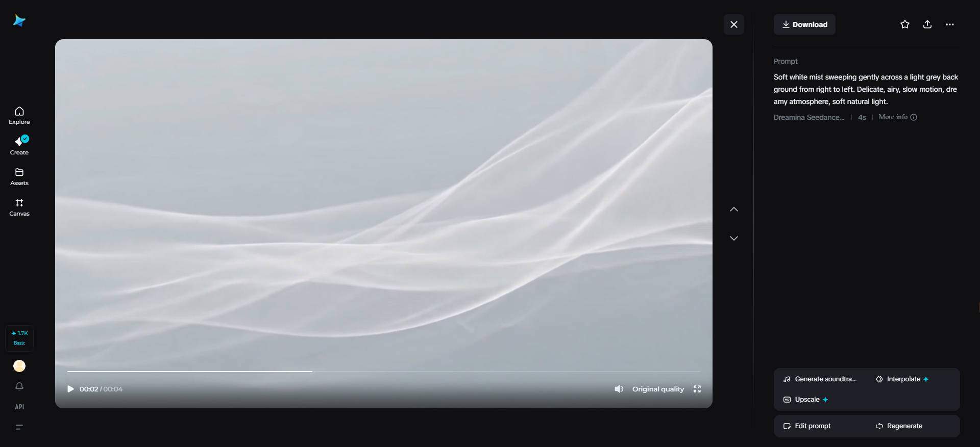 Ethereal white mist
