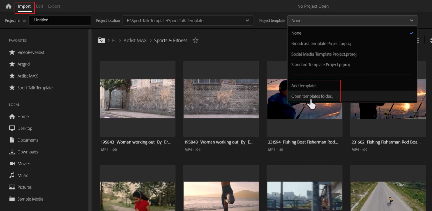template Adobe Premiere free app