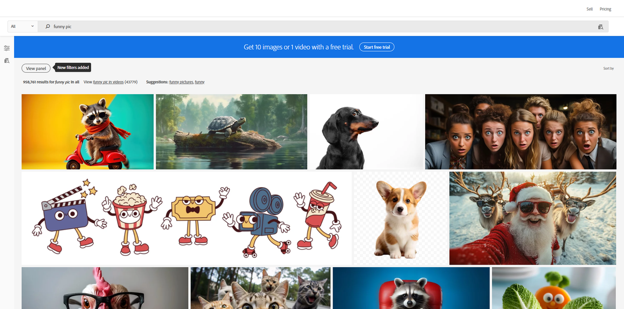 Interface of Adobe Stock - another resource for funny Facebook profile pictures