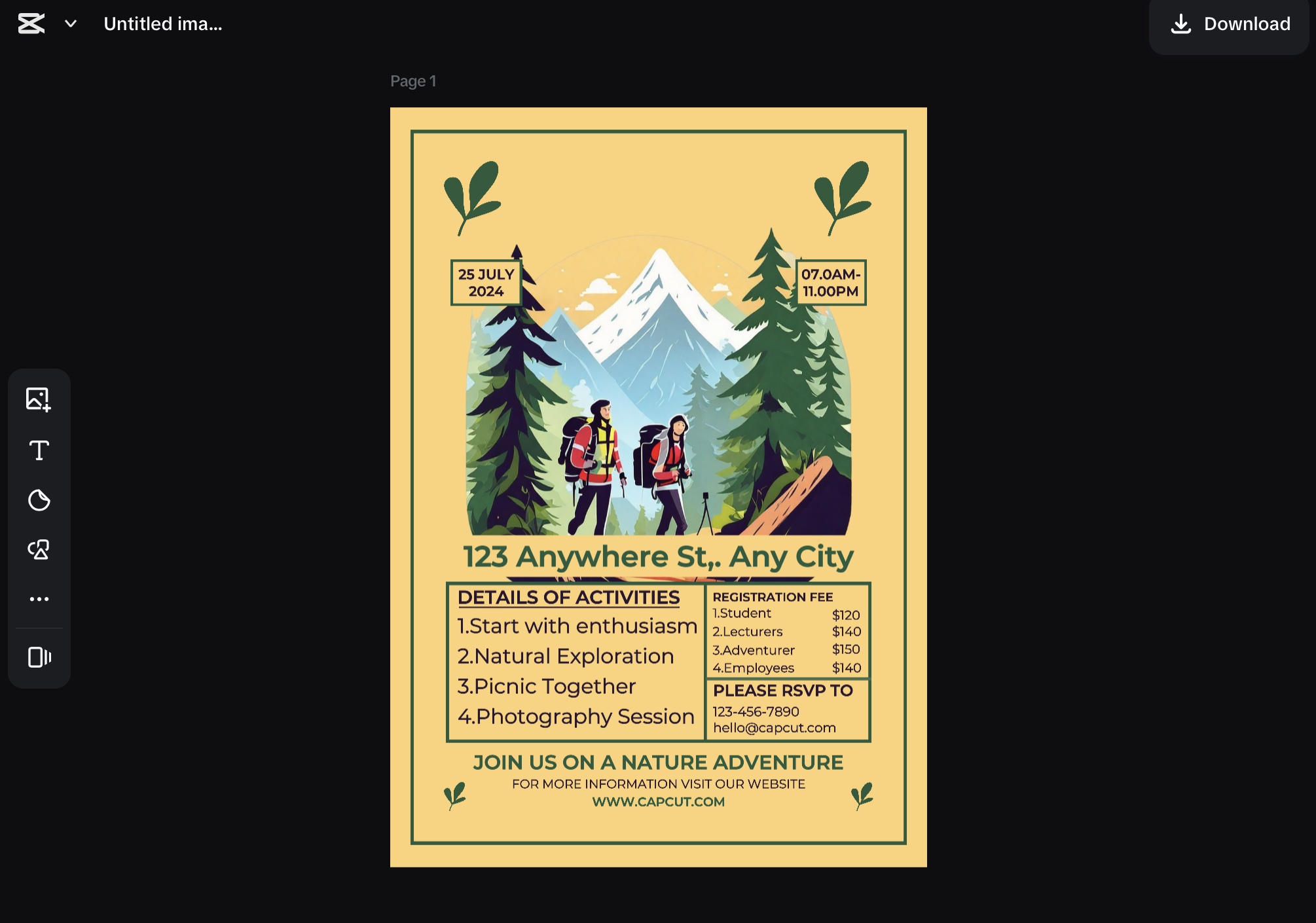 Applying a professional text template to the canvas