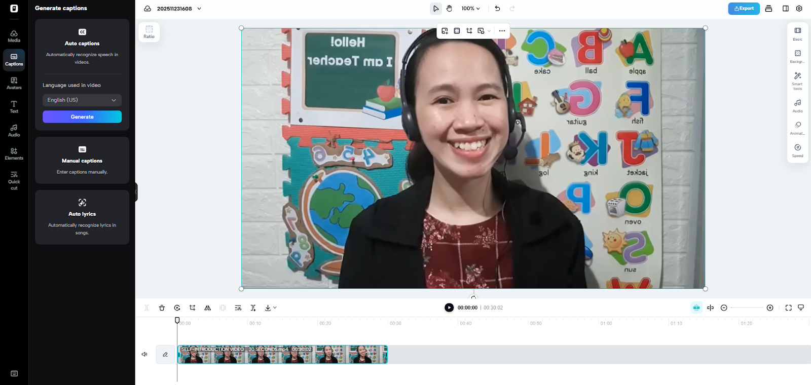Generate Captions and Add Multiple Languages