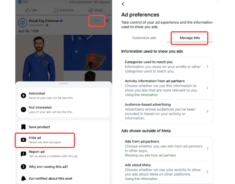 Stoppa annonser i Facebook-mobilappen