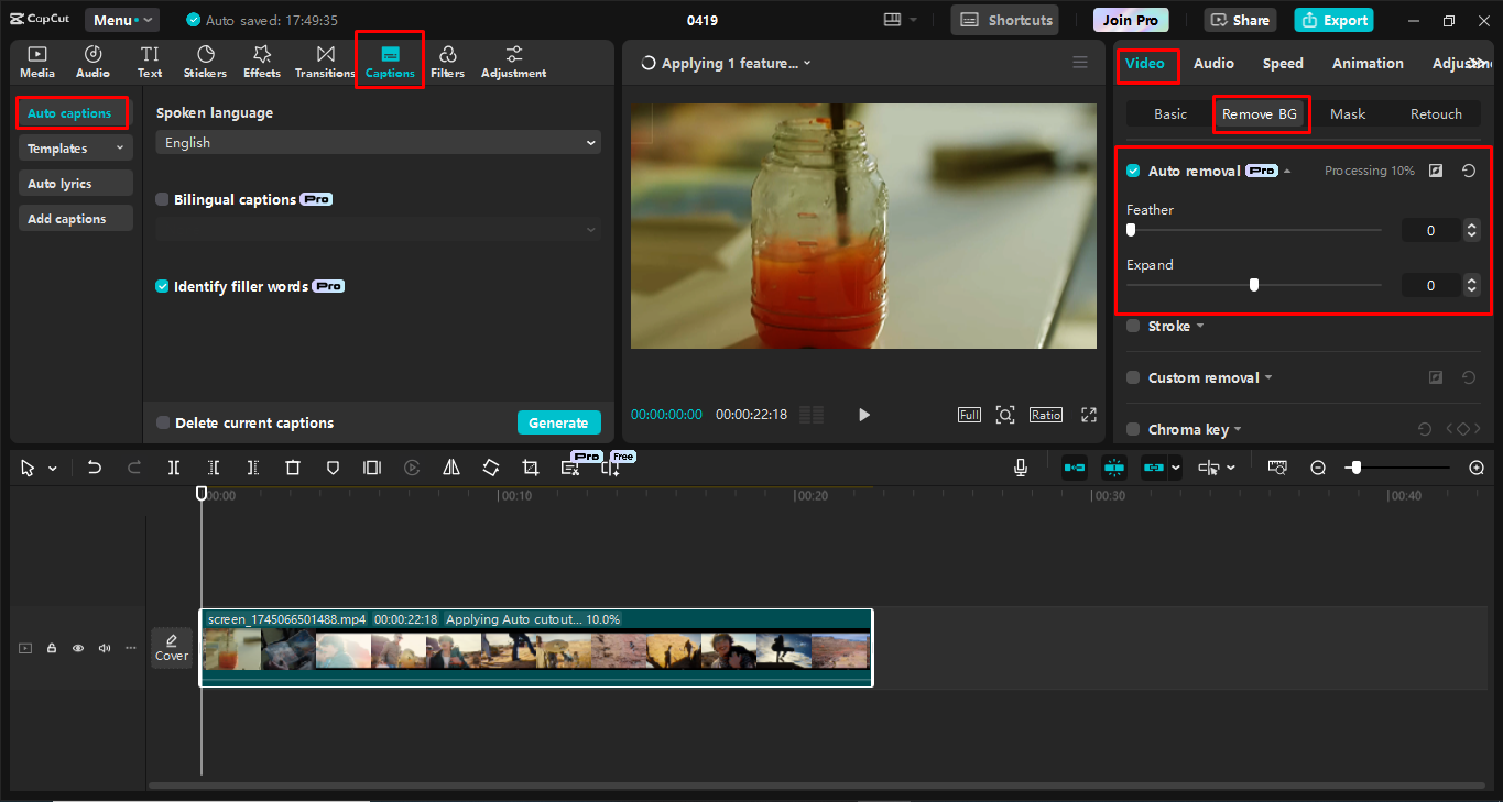 Using AI tools to edit the screen recording in the CapCut desktop video editor