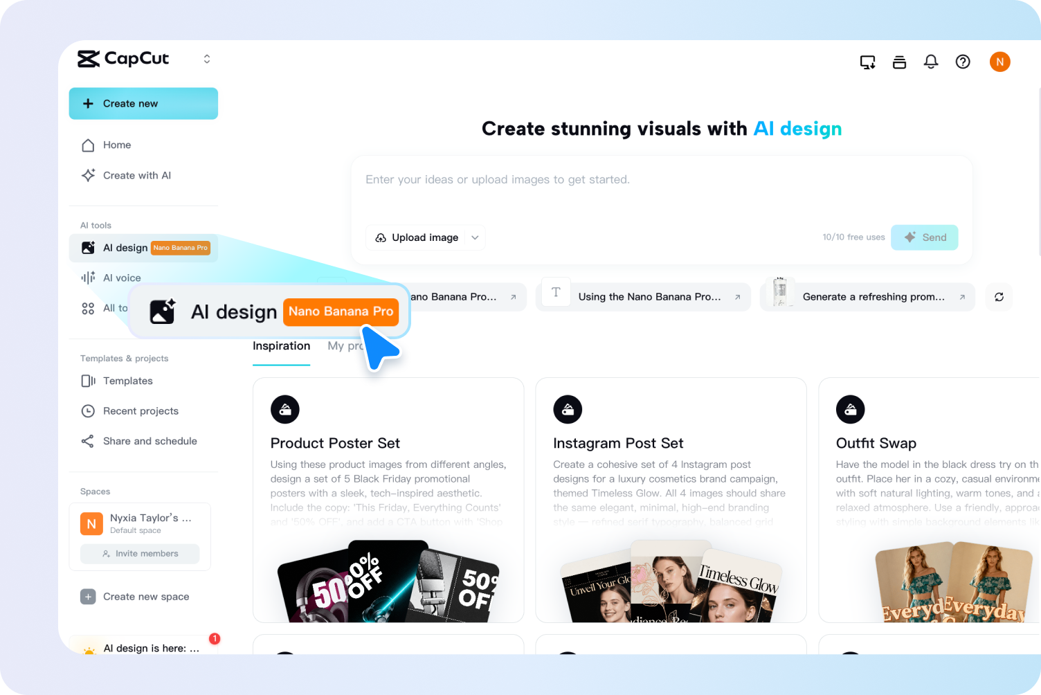 Access the AI design feature
