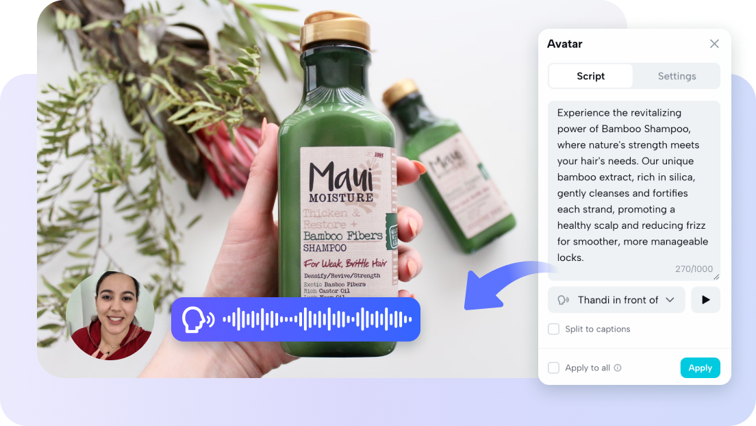 Geração automatizada de narração e diálogo com influencer de IA