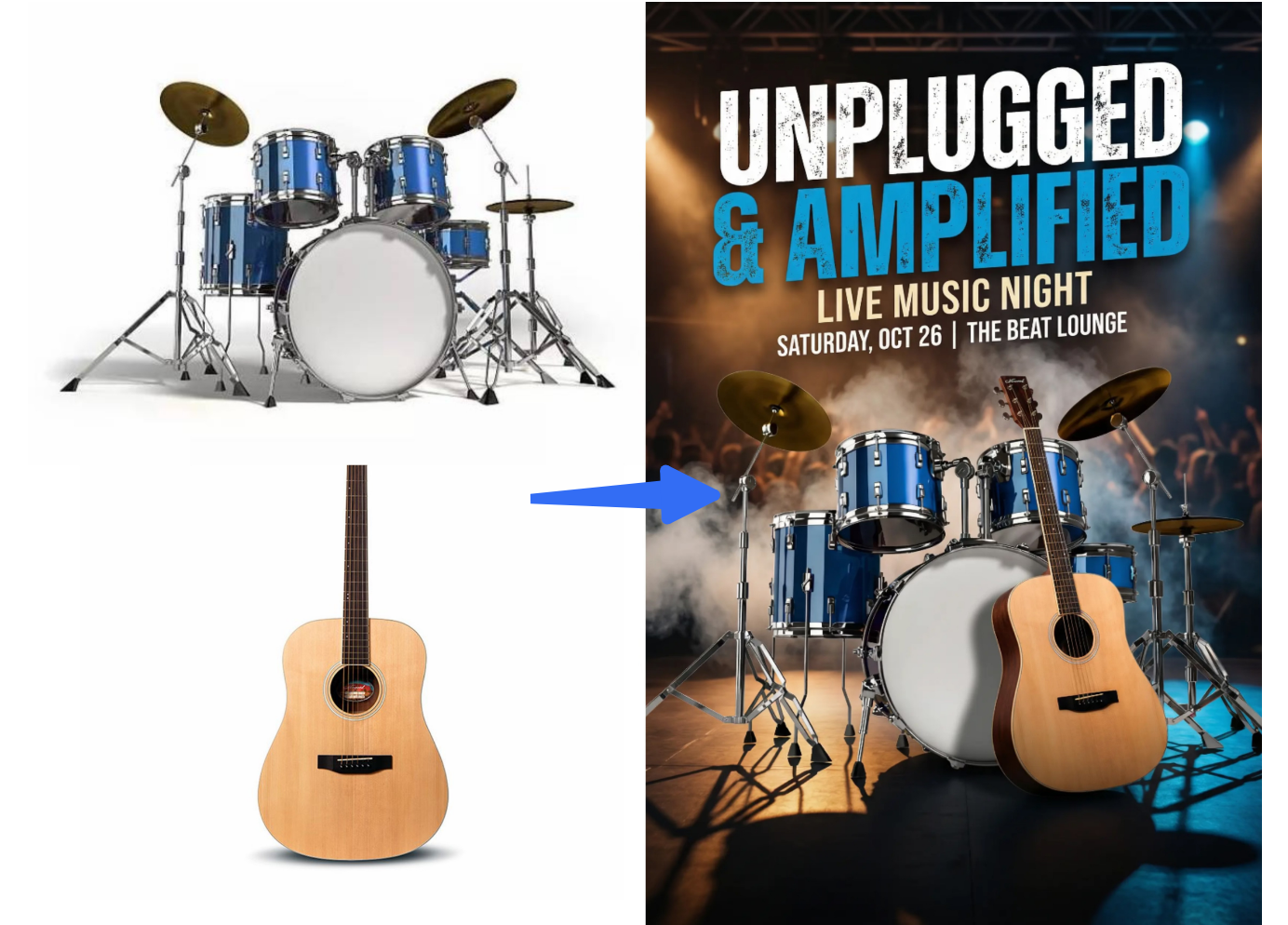 Dreamina's AI tools that enhance music festival posters : Multi-image fusion