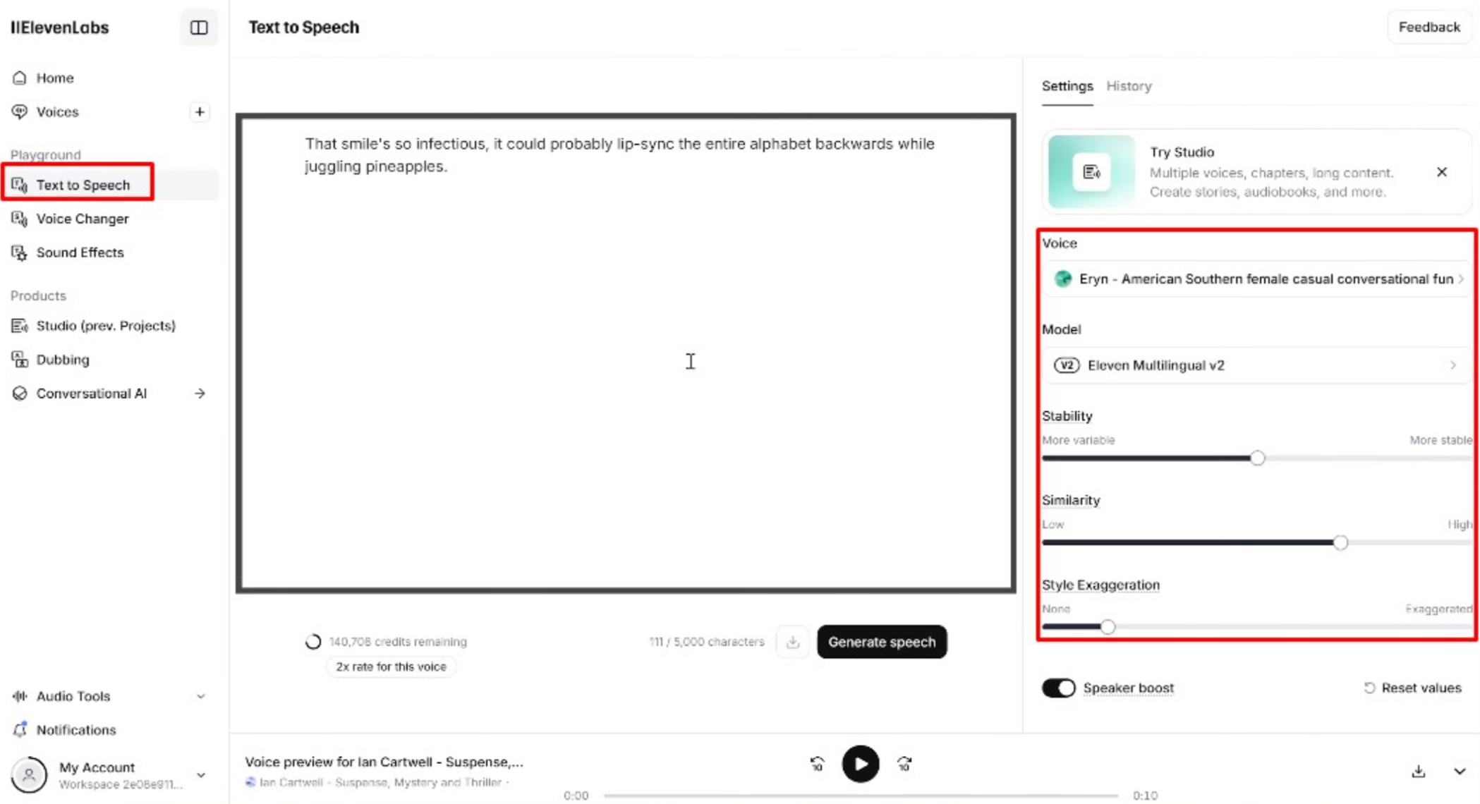 حدد أداة تحويل النص إلى كلام ElevenLabs