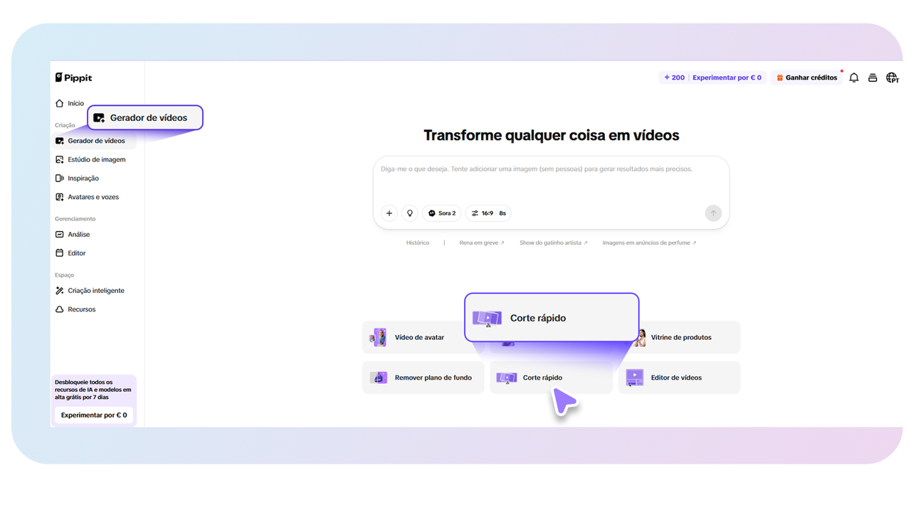 Carregar e recortar vídeos