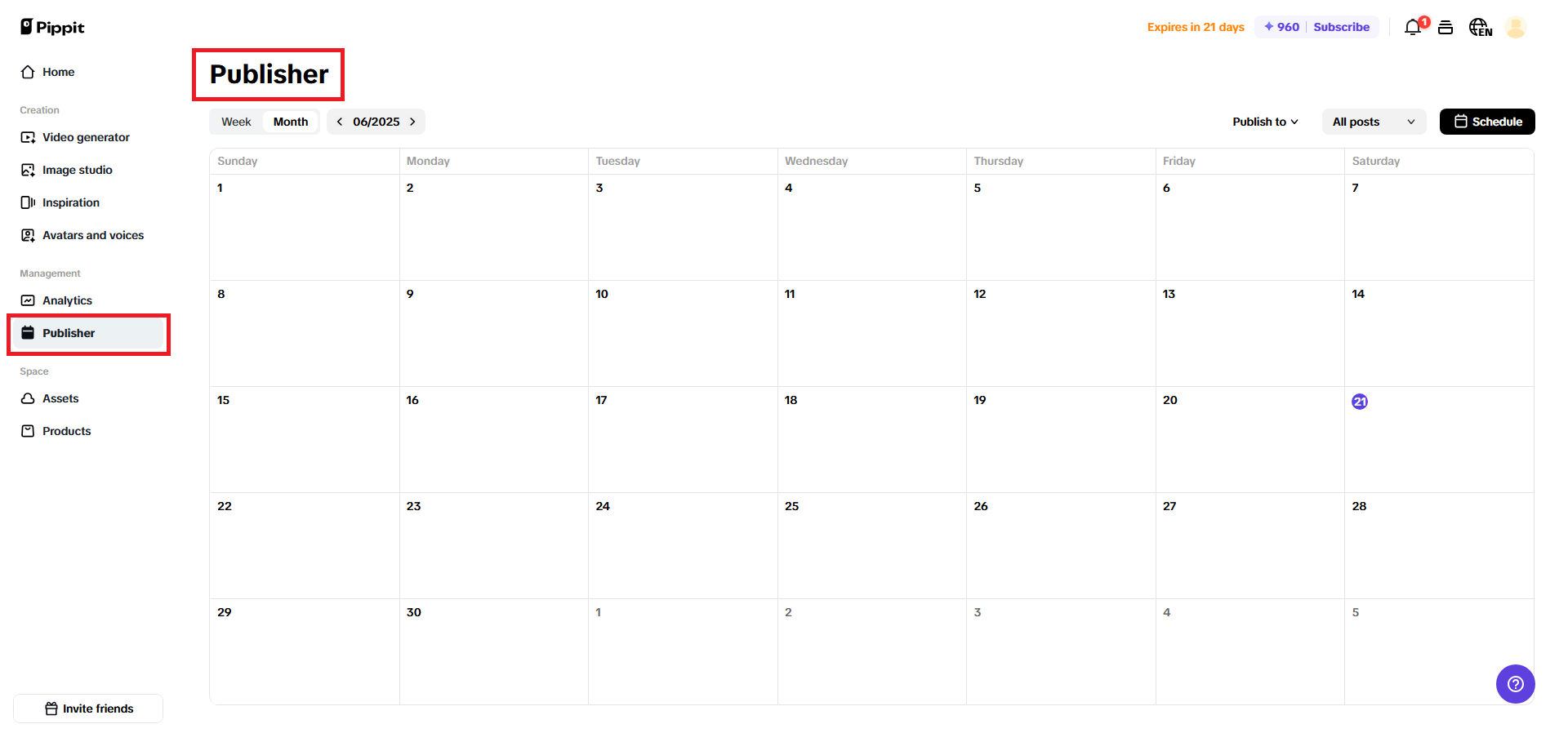 Scheduling and publishing