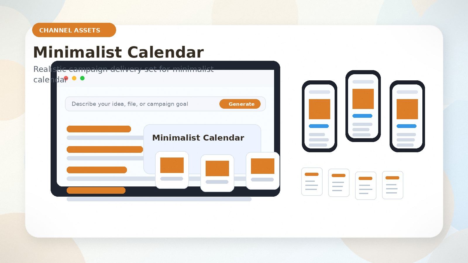 Minimalist Calendar realistic channel assets visual for minimalist calendar