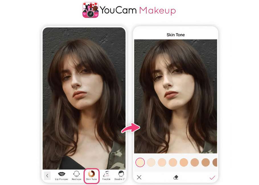 YouCam Makeup skin color changing app