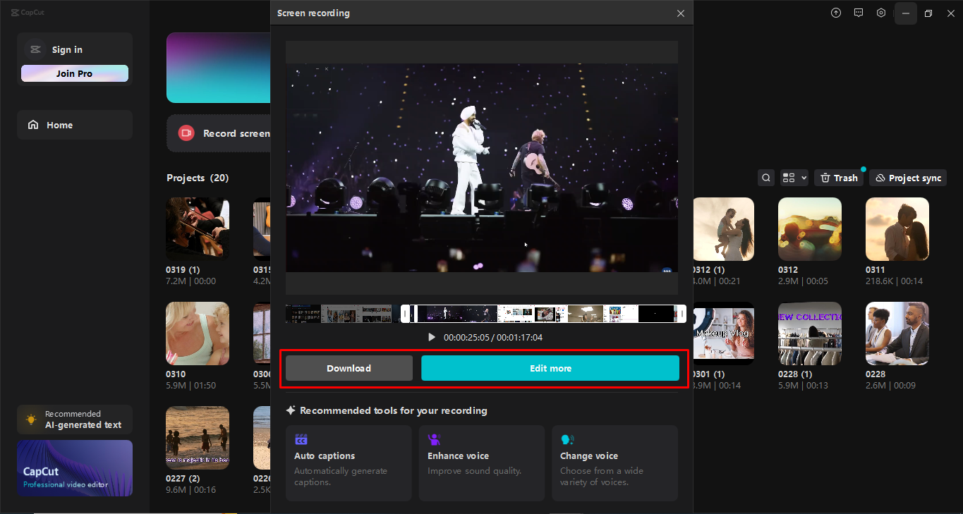 Screen recording with CapCut desktop video editor
