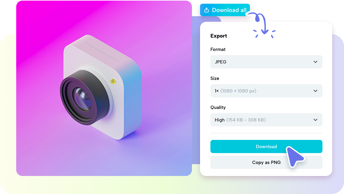ส่งออกในหลายรูปแบบเพื่อการอัปโหลดไอคอนเว็บไซต์ที่ไร้รอยต่อ