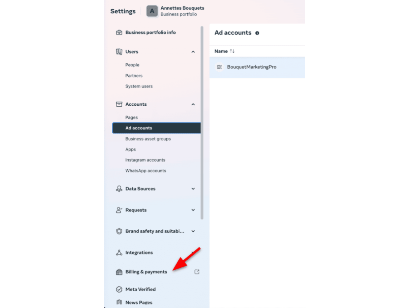 Adding payment details to the Facebook Ads account