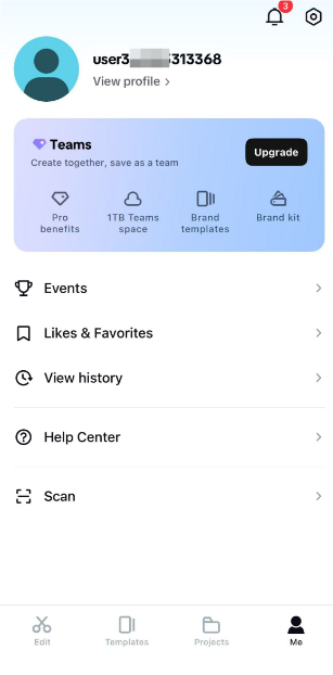 モバイルでCapCutチームを購読する