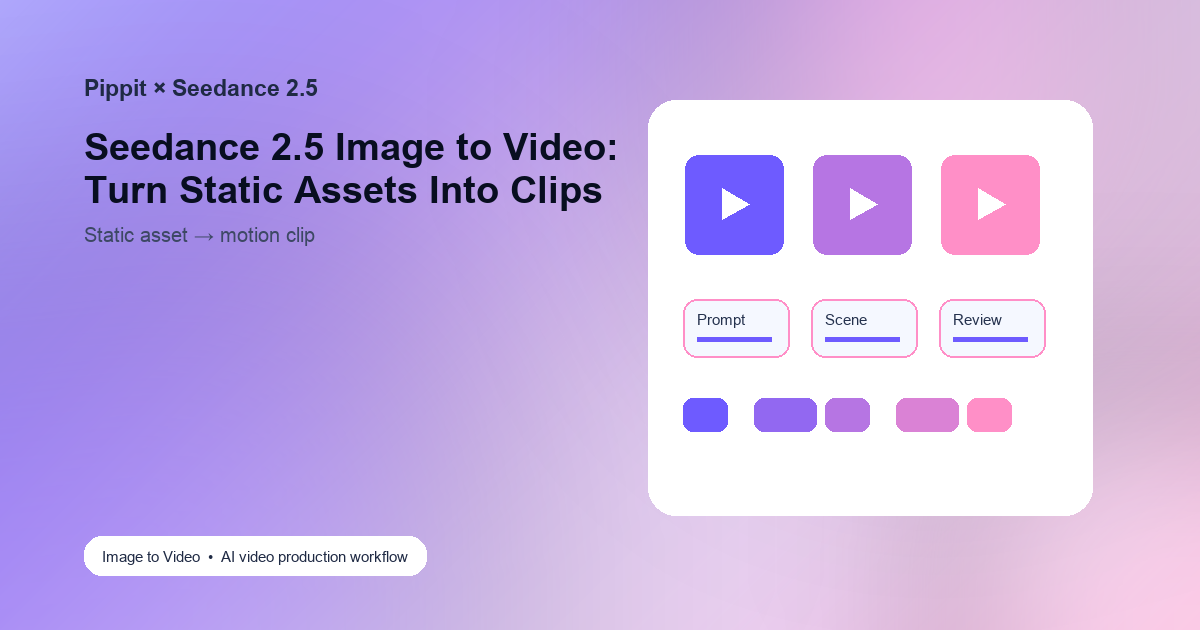 Seedance 2.5 Image to Video: Turn Static Assets Into Clips cover image showing Pippit AI video workflow