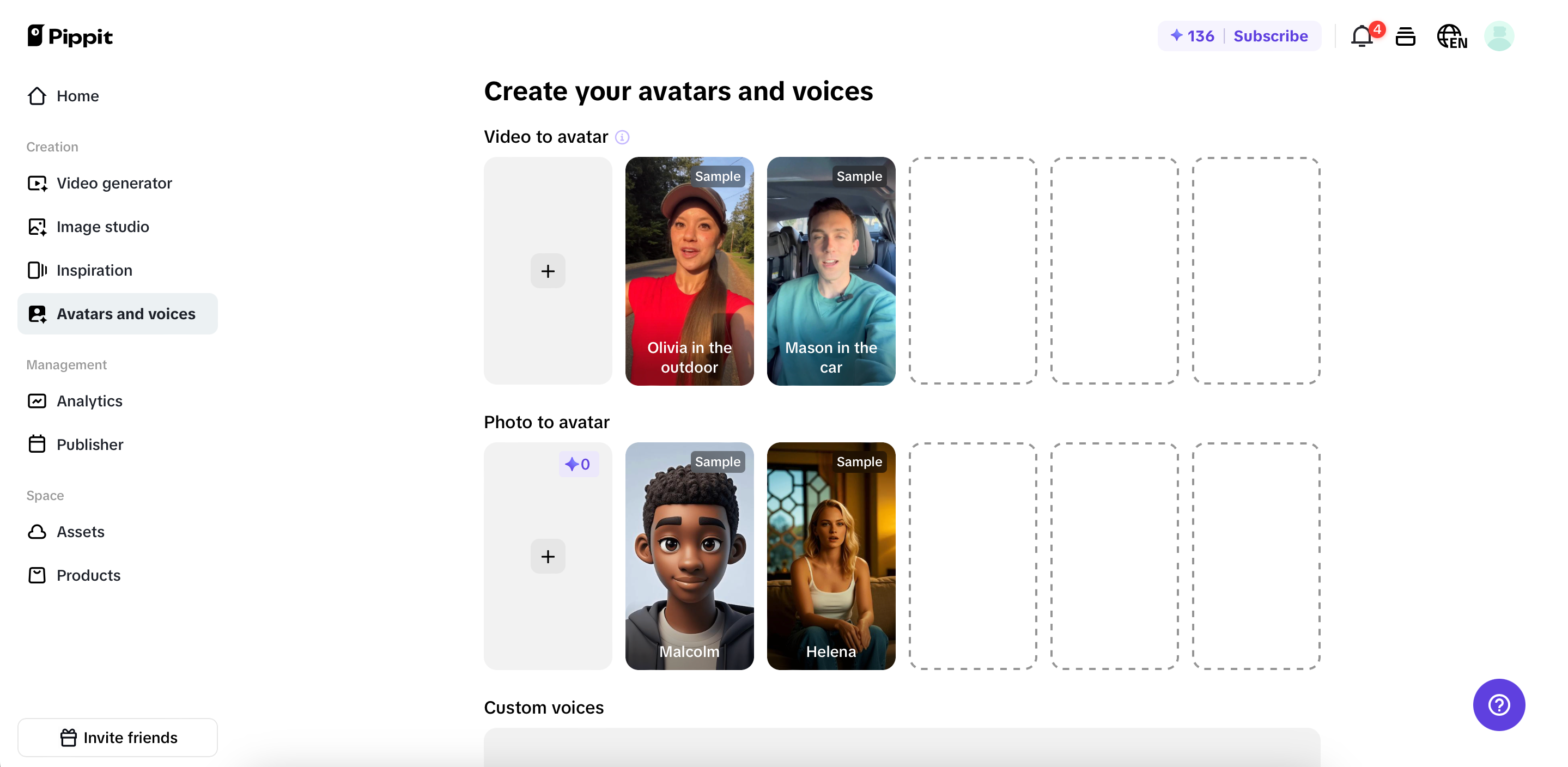 Pippit's AI avatars and voiceovers