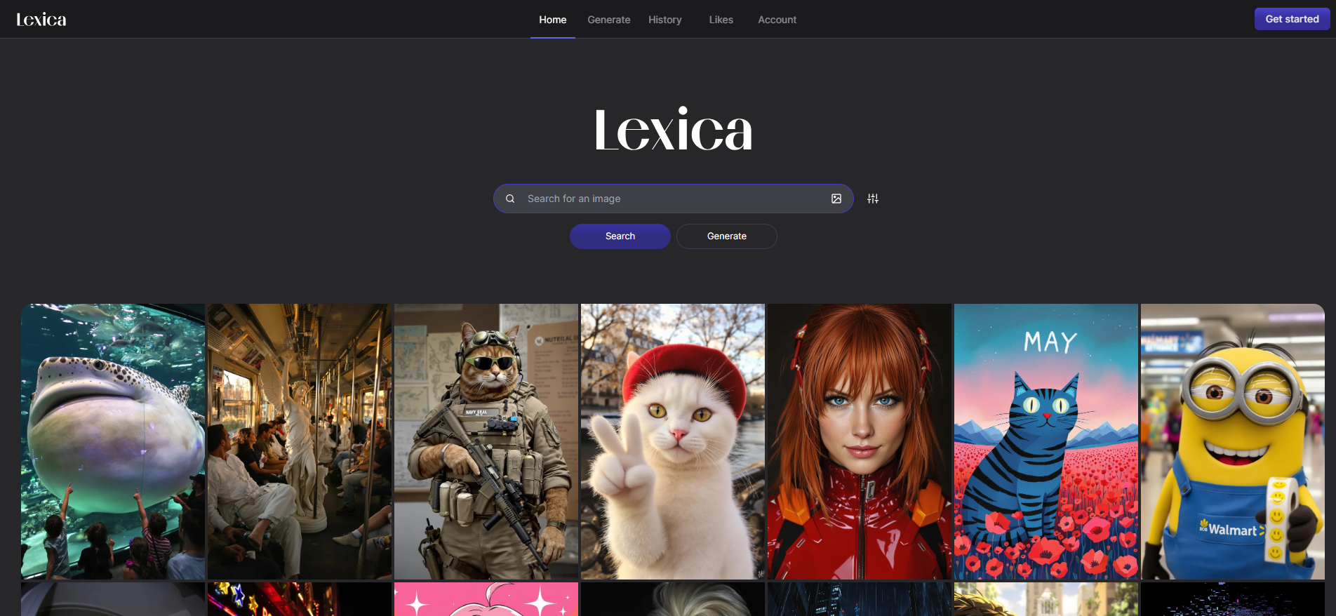 Página principal de Lexica