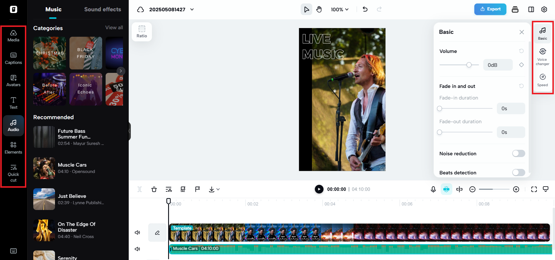 Customize the video and add music & sound effects